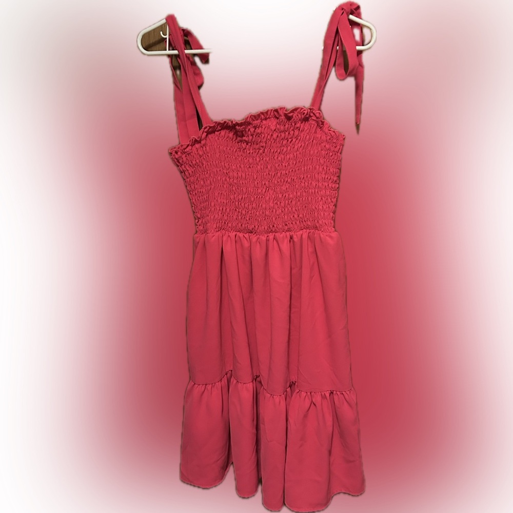 SHEIN Pink Smocked Sundress